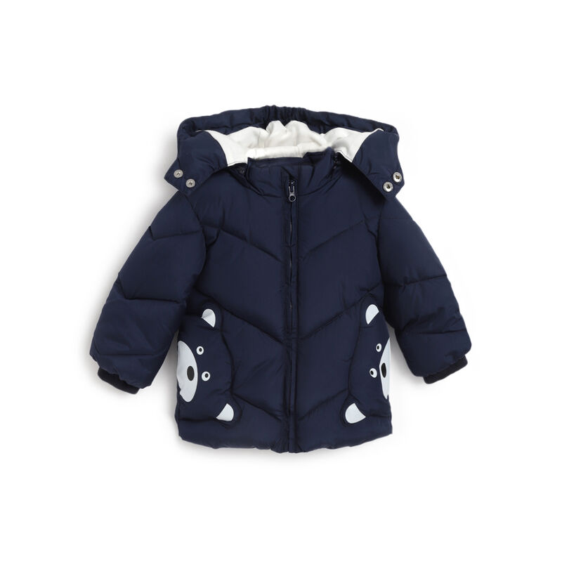 Boys Dark Blue Printed Jacket image number 0
